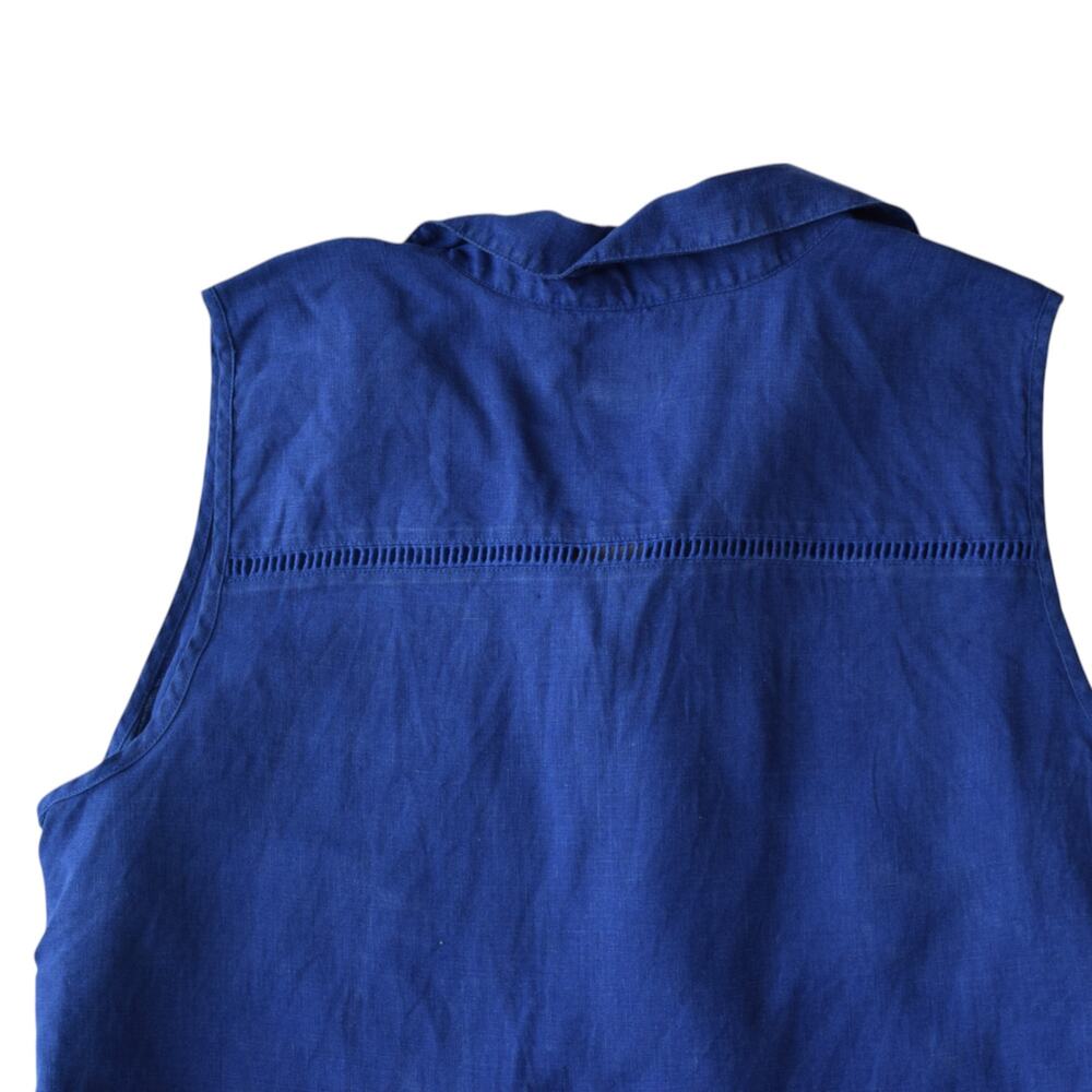 Chico’s 100% Linen Sleeveless Button Up Top Blue Size Large - Picture 5 of 5